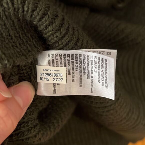 Don’t Ask Why Olive Green Acrylic Open Back Sweater One Size - Picture 8 of 8